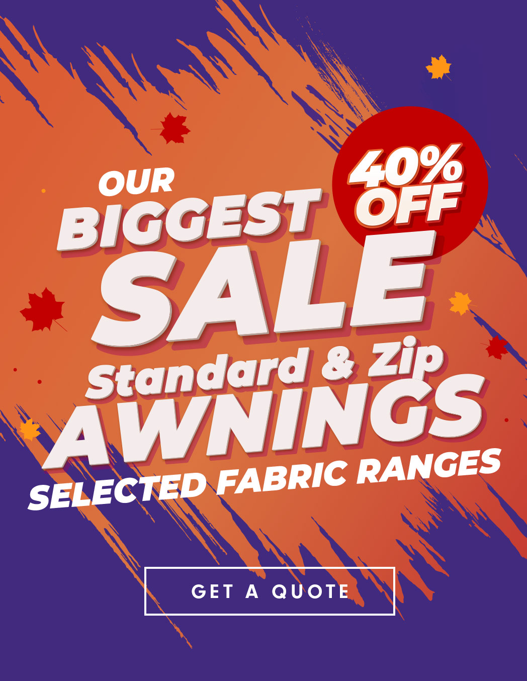 Biggest Sale Standard & Zip Awnings in Melbourne